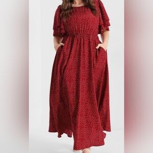 BloomChic Red Maxi Dress with Polka Dots Size US 12